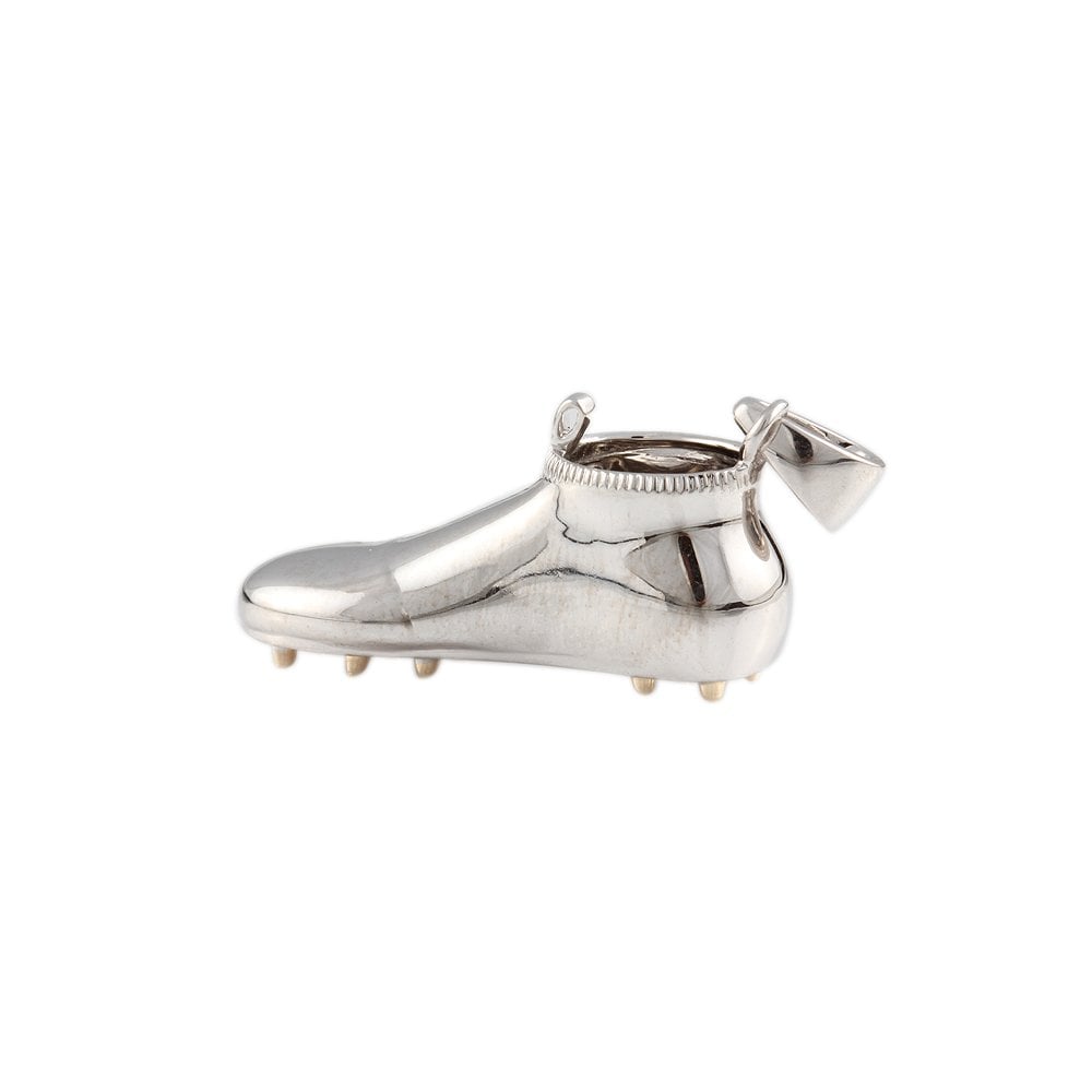 9ct White Gold 0.06ct Round Brilliant Cut Diamonds Football Cleat Pendant