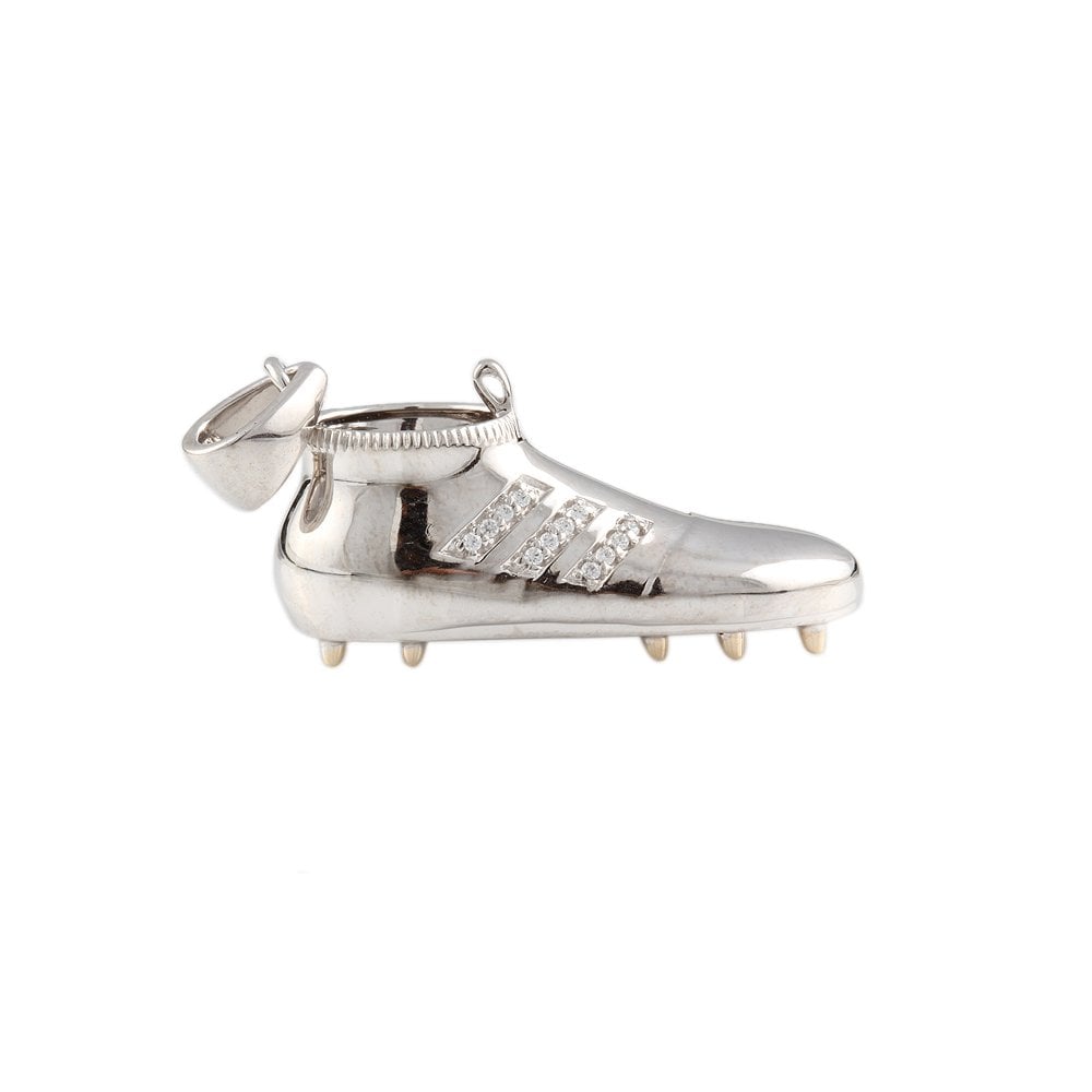 9ct White Gold 0.06ct Round Brilliant Cut Diamonds Football Cleat Pendant