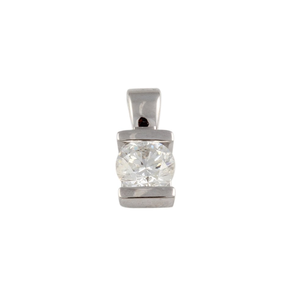 9ct White Gold 0.76ct Princess Cut Diamond Solitaire Pendant
