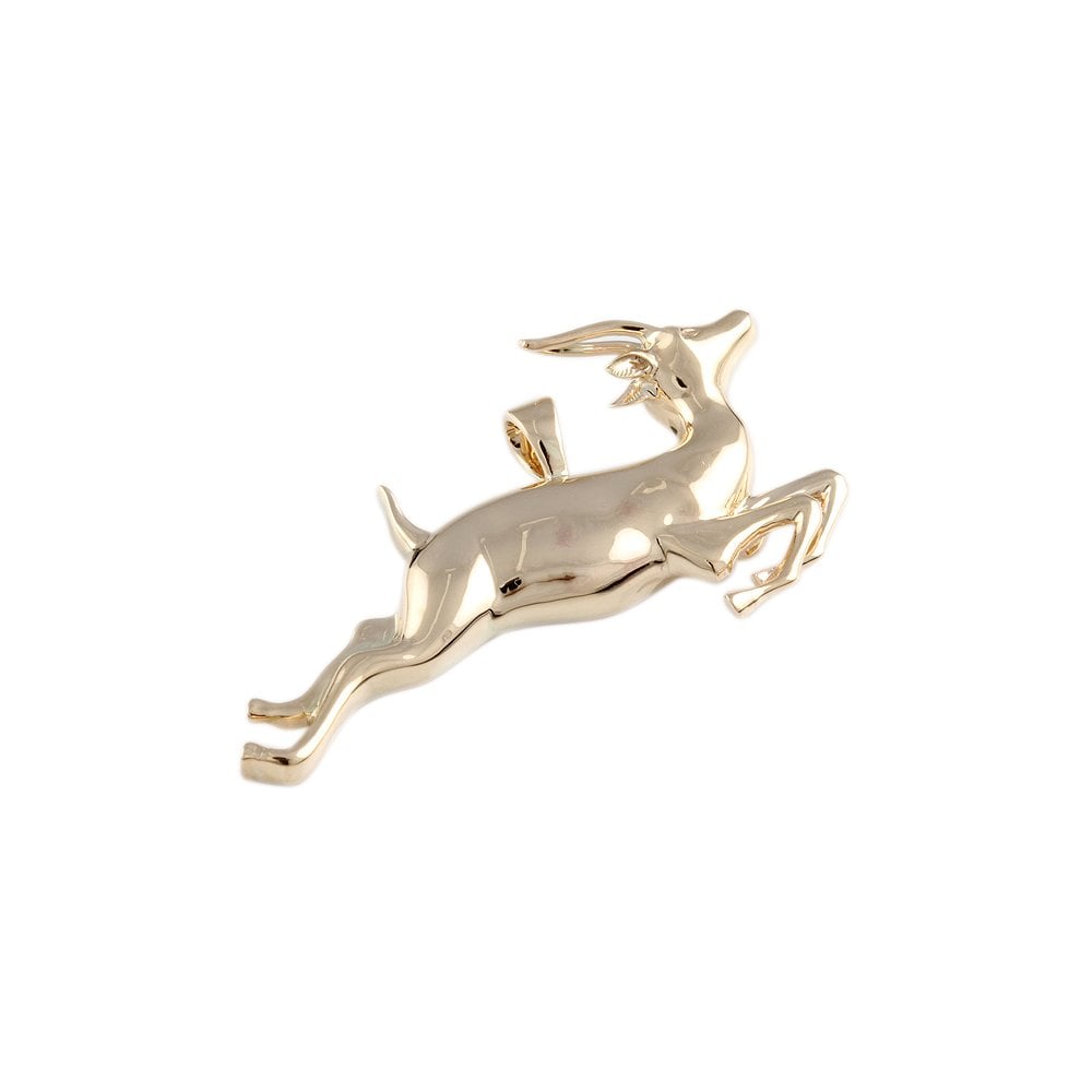 9ct Yellow Gold Solid Deer Pendant