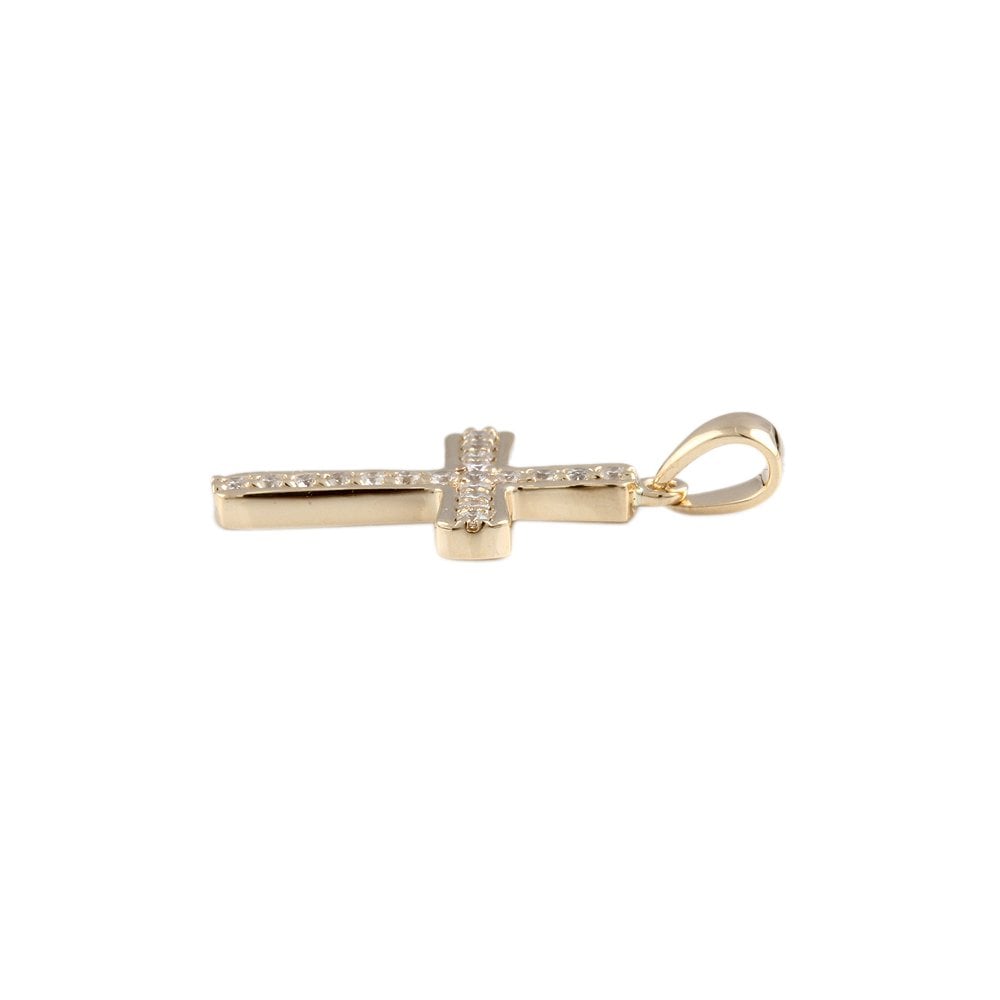 9ct Yellow Gold 0.23ct Round Brilliant Cut Diamonds Cross Pendant