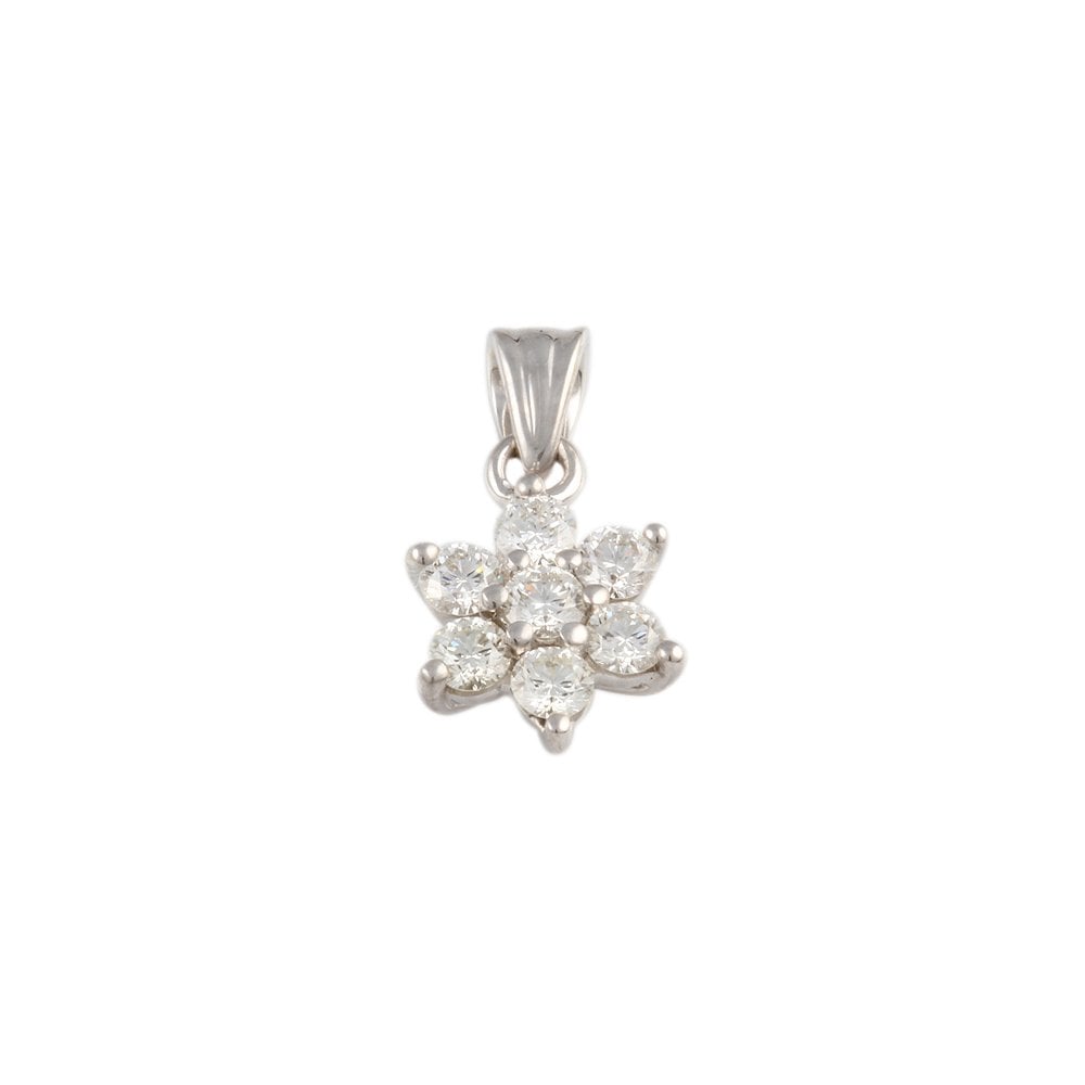 9ct White Gold 0.49ct Round Brilliant Cut Diamonds Cluster Pendant