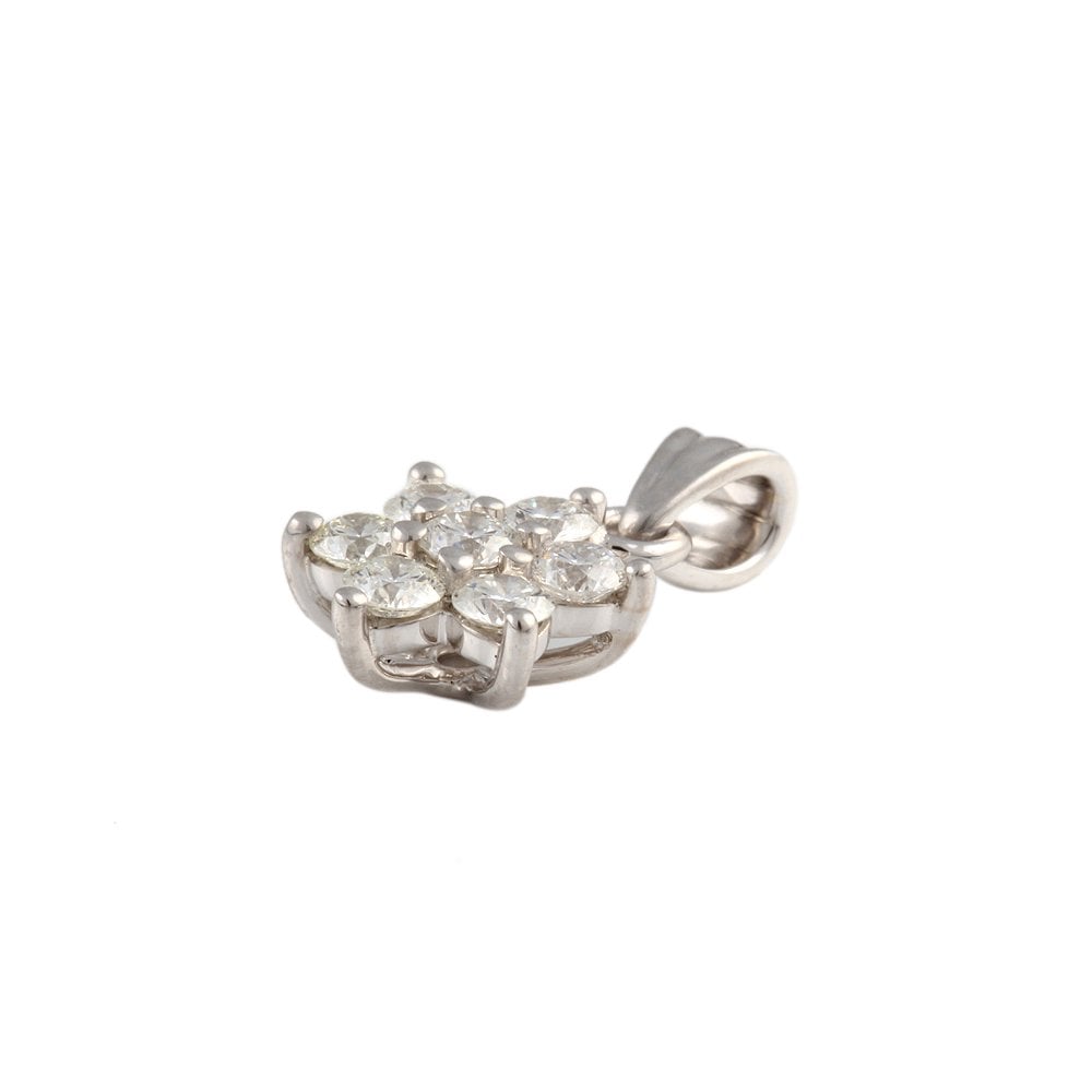 9ct White Gold 0.49ct Round Brilliant Cut Diamonds Cluster Pendant