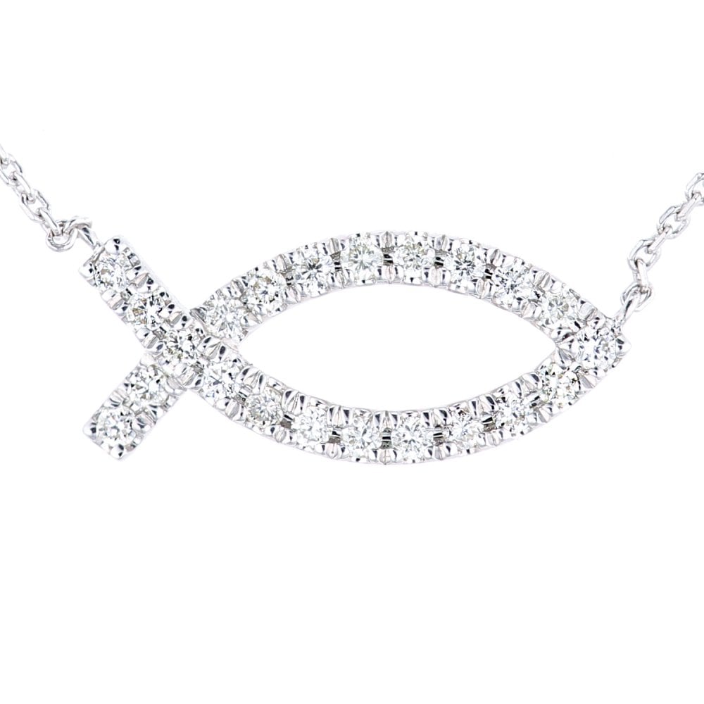 SPARKLD 9ct White Gold 0.15ct Diamond Dolphin Necklace
