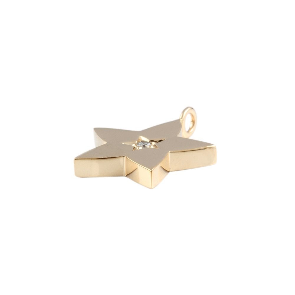 9ct Yellow Gold 0.05ct Round Brilliant Cut Diamond Star Pendant