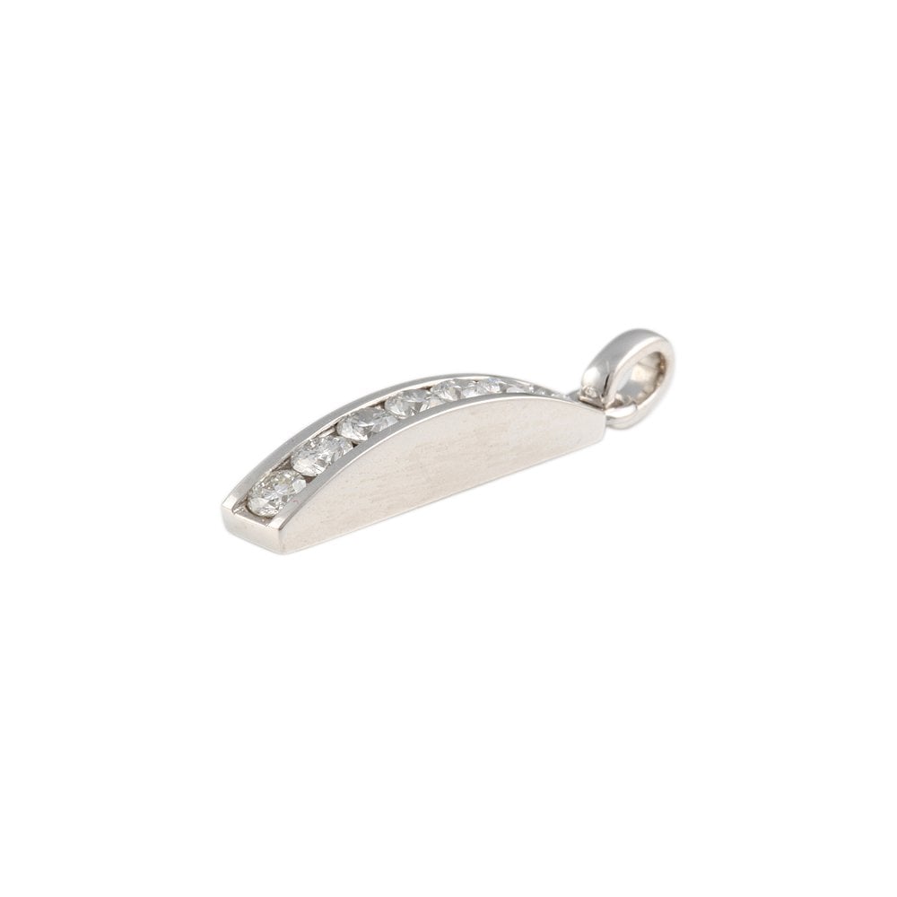 9ct White Gold 0.73ct Round Brilliant Cut Diamonds Bar Pendant