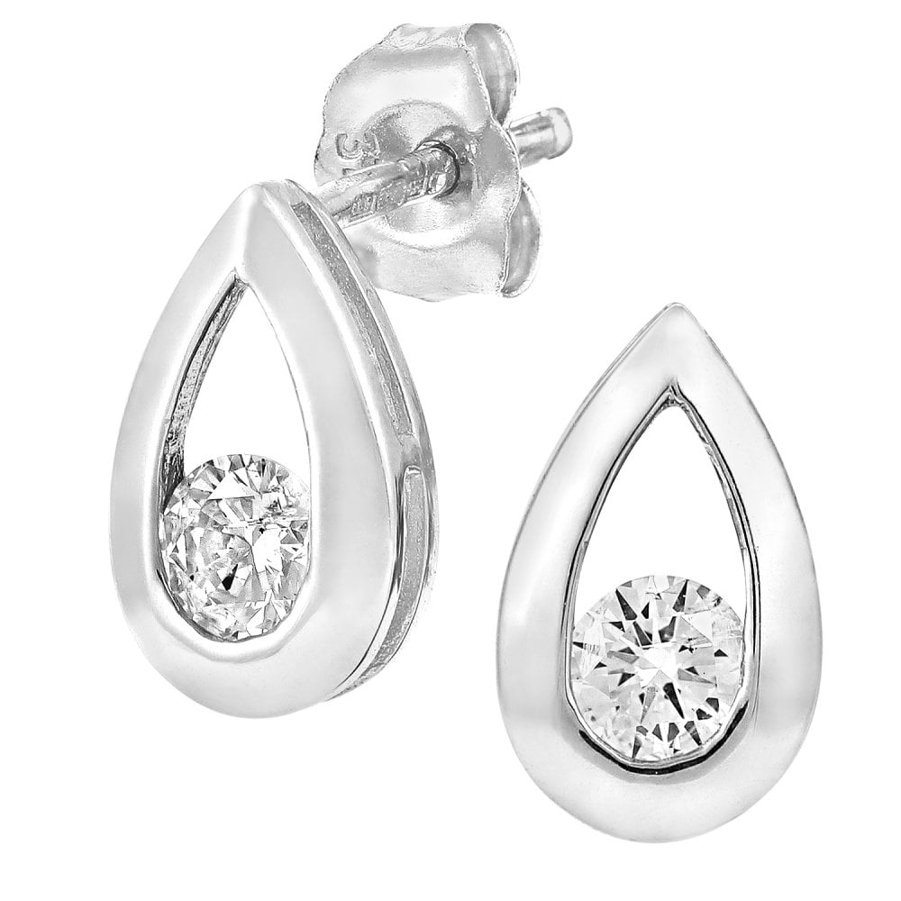 SPARKLD 9ct White Gold 0.25ct Diamond Earrings