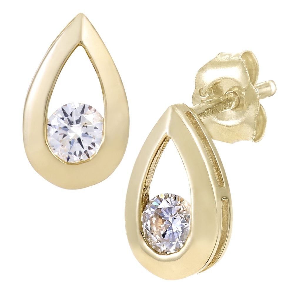 SPARKLD 9ct Yellow Gold 0.25ct Diamond Teardrop Earrings