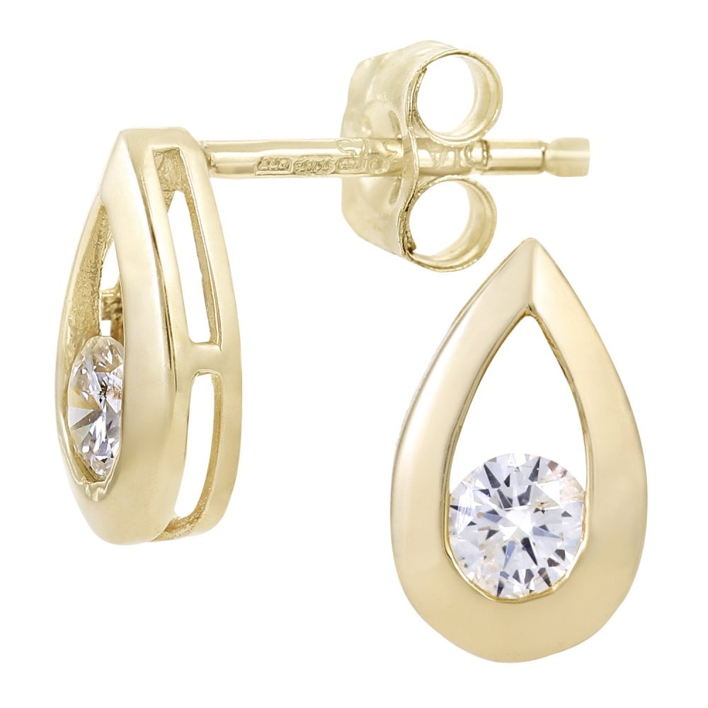 SPARKLD 9ct Yellow Gold 0.25ct Diamond Teardrop Earrings