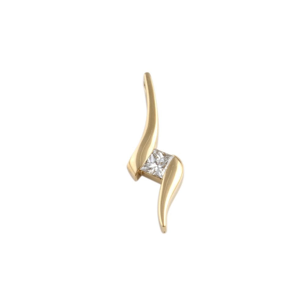 9ct Yellow Gold 0.40ct Princess Cut Diamond Solitaire Pendant