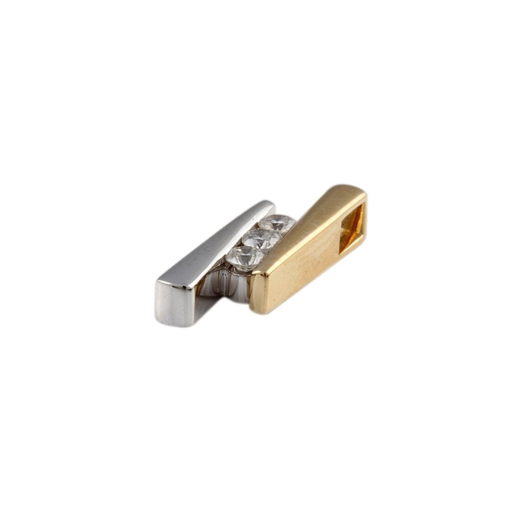 9ct Yellow and White Gold 0.14ct Three Stone Pendant 0.14ct