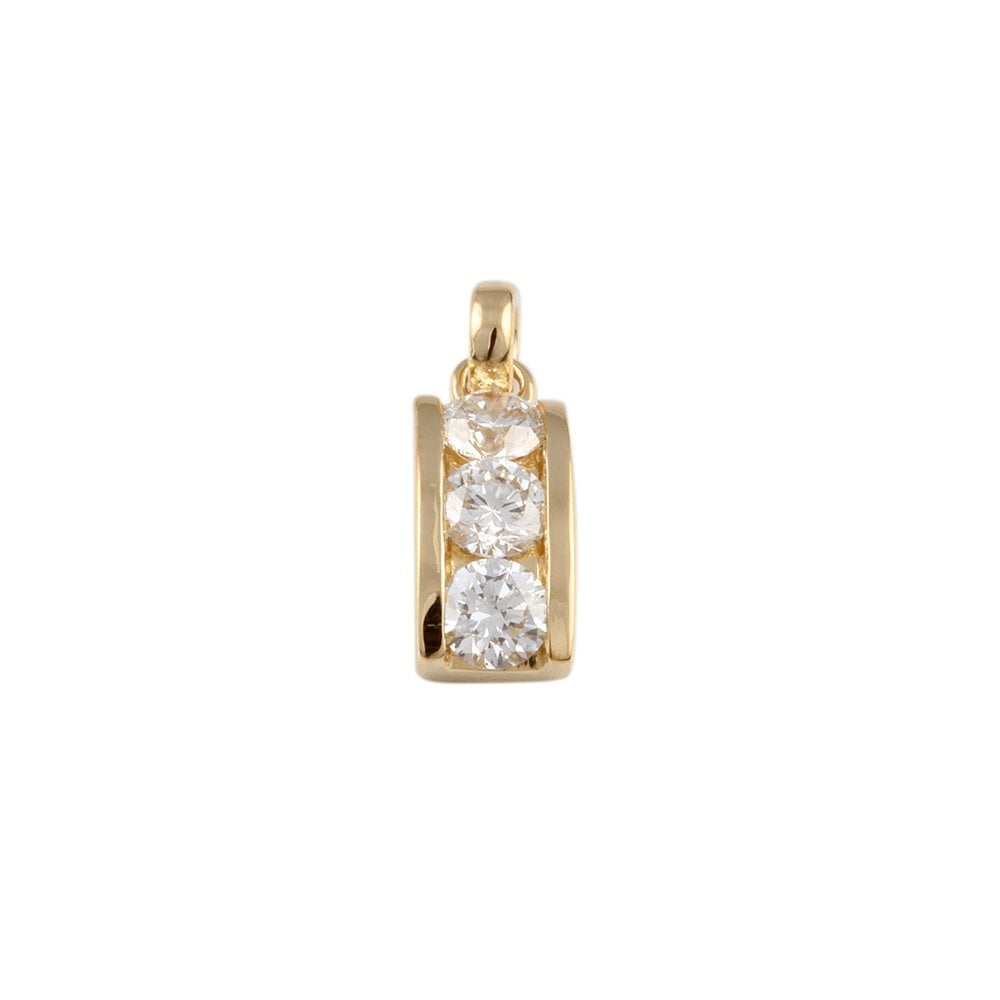 9ct Yellow Gold 0.74ct Round Brilliant Cut Diamonds Three Stone Pendant