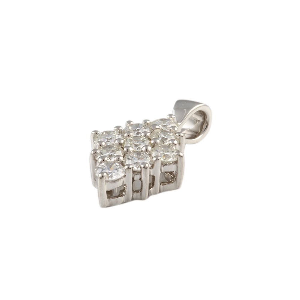 9ct White Gold 0.63ct Round Brilliant Cut Diamonds Cluster Pendant
