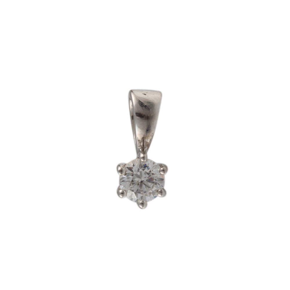 9ct White Gold 0.33ct Round Brilliant Cut Diamond Solitaire Pendant