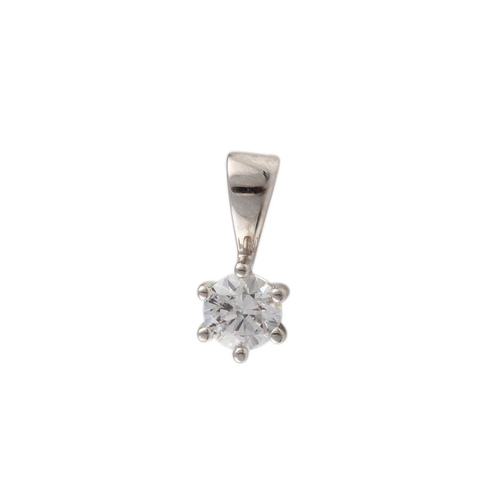 9ct White Gold 0.50ct Round Brilliant Cut Diamond Solitaire Pendant