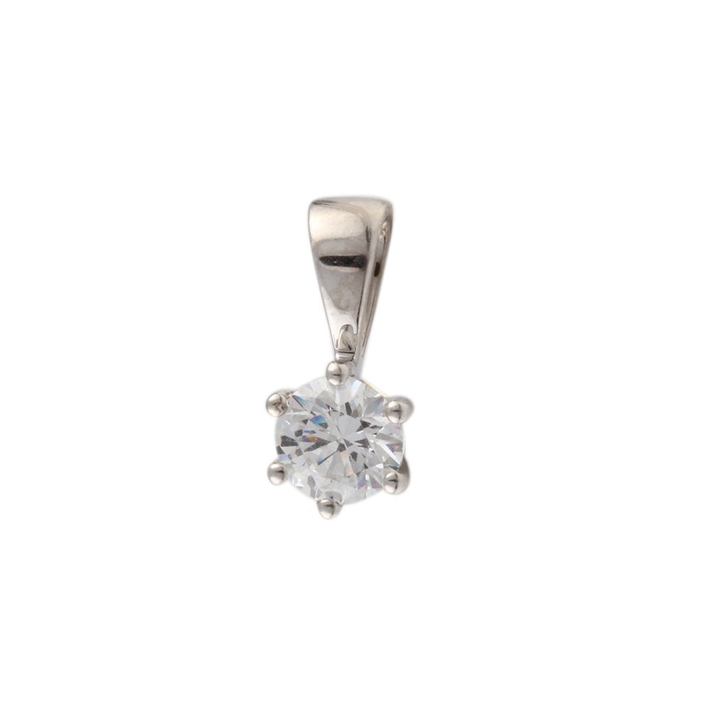 9ct White Gold 0.75ct Round Brilliant Cut Diamond Solitaire Pendant