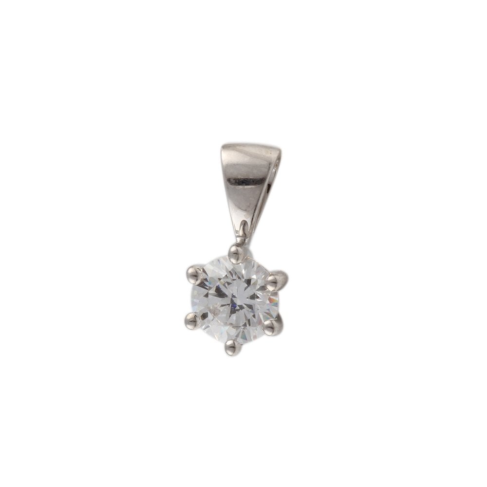 9ct White Gold 1.00ct Round Brilliant Cut Diamond Solitaire Pendant