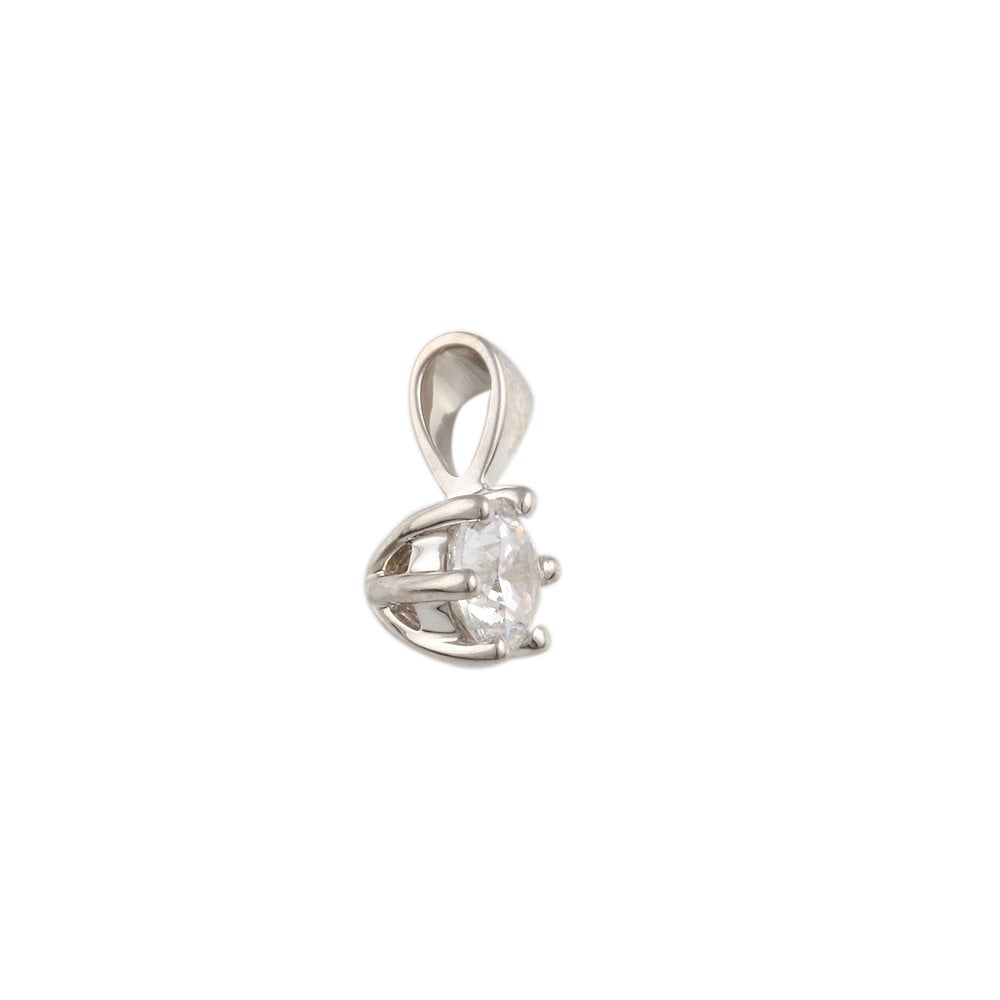 9ct White Gold 1.00ct Round Brilliant Cut Diamond Solitaire Pendant