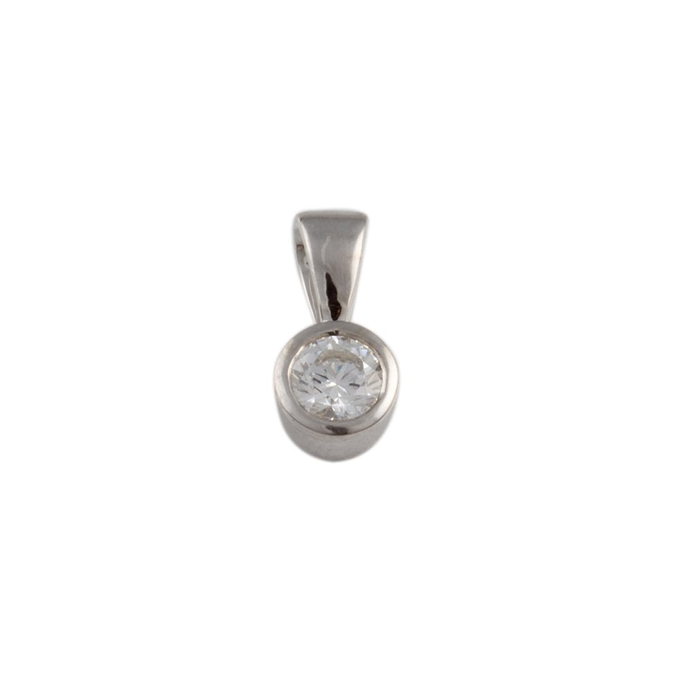 9ct White Gold 0.33ct Round Brilliant Cut Diamond Solitaire Pendant