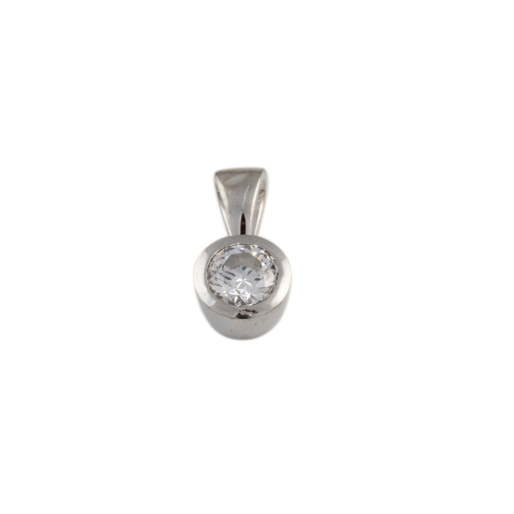 9ct White Gold 1.00ct Round Brilliant Cut Diamond Solitaire Pendant