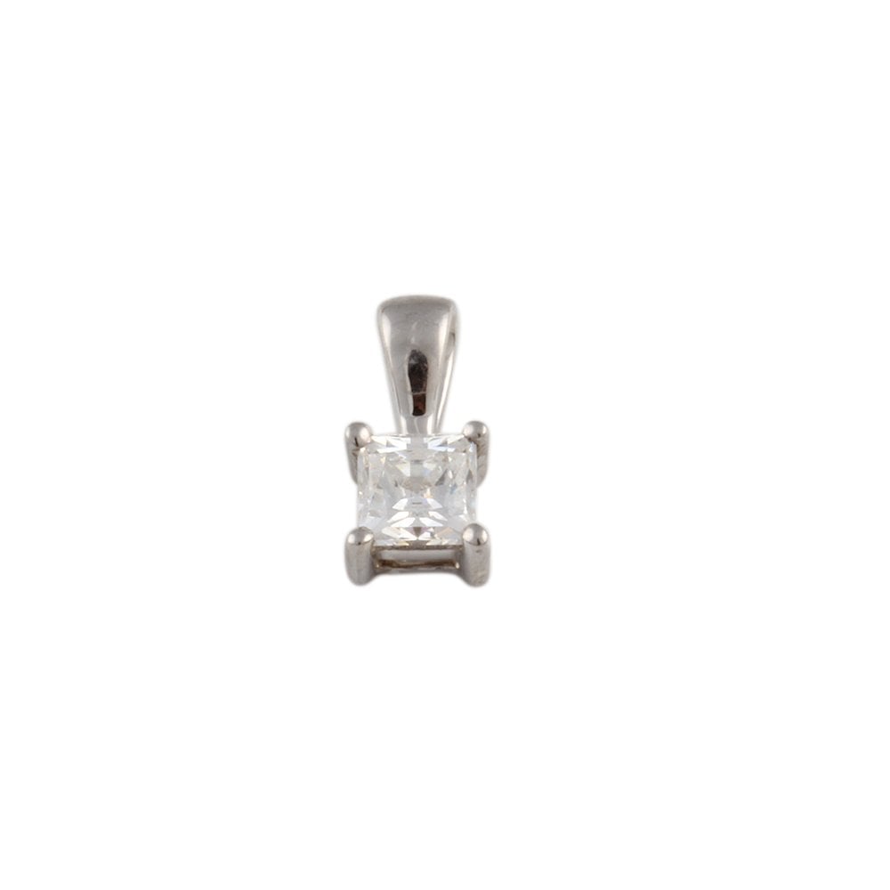 9ct White Gold 0.25ct Princess Cut Diamond Solitaire Pendant