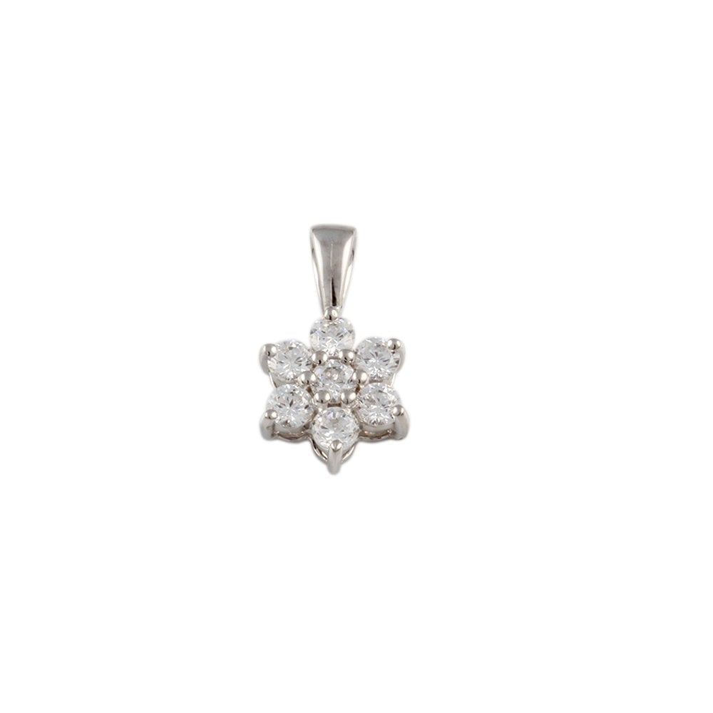 9ct White Gold 0.75ct Round Brilliant Cut Diamonds Seven Stone Pendant