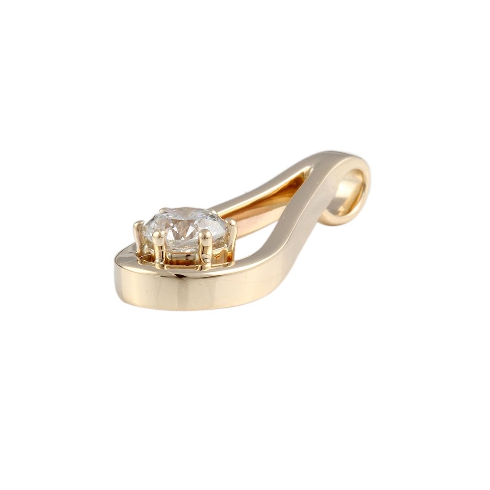 9ct Yellow Gold 0.75ct Round Brilliant Cut Diamond Solitaire Pendant