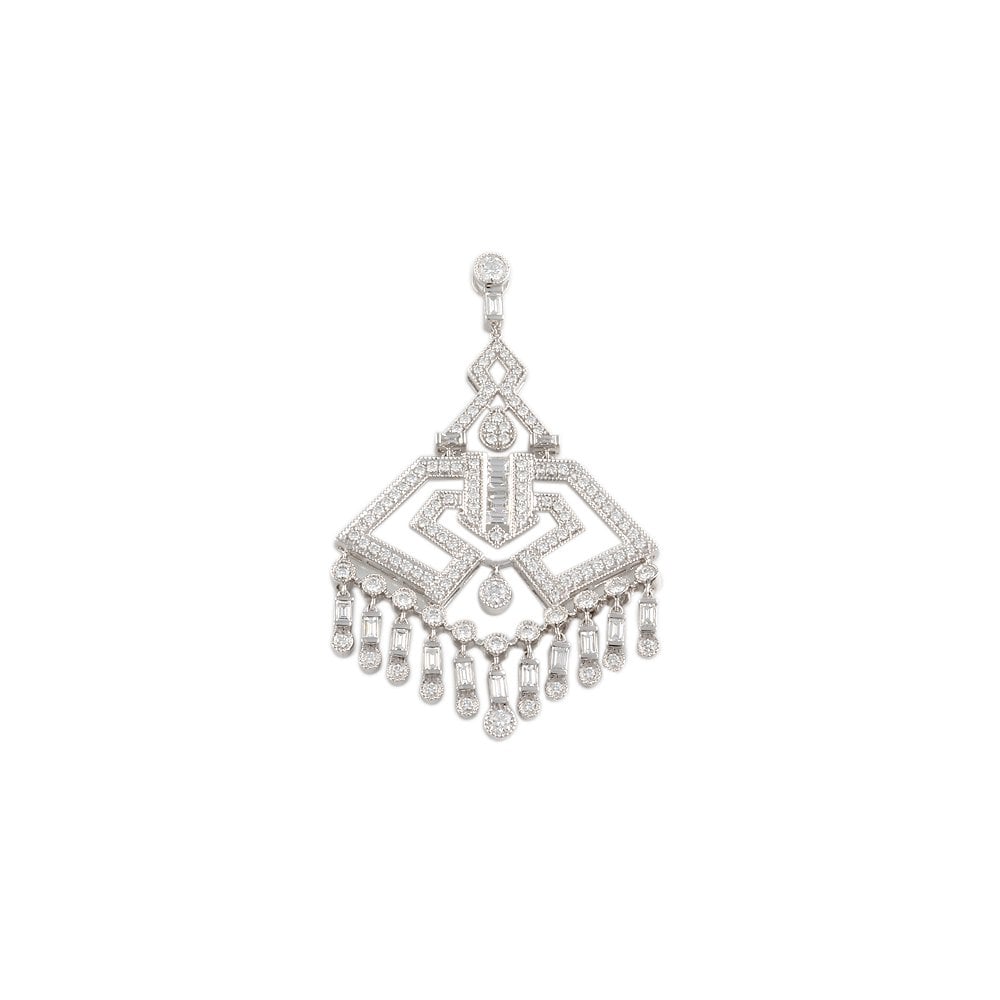 9ct White Gold 1.86ct Round Brilliant and 0.86ct Baguette Cut Diamonds Drop Pendant