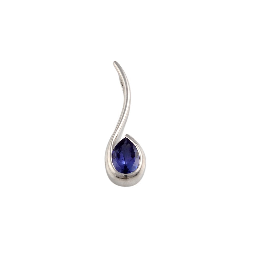 9ct White Gold 0.73ct Pear Shaped Tanzanite Single Stone Pendant