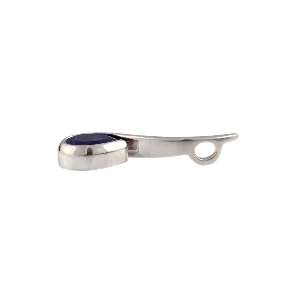 9ct White Gold 0.73ct Pear Shaped Tanzanite Single Stone Pendant