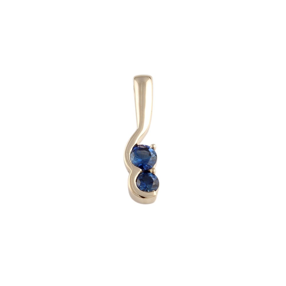 9ct Yellow Gold 0.51ct Round Blue Topaz Two Stone Pendant