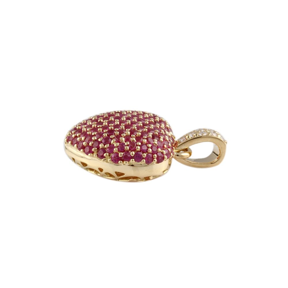 9ct Yellow Gold 1.76ct Round Ruby Heart Pendant