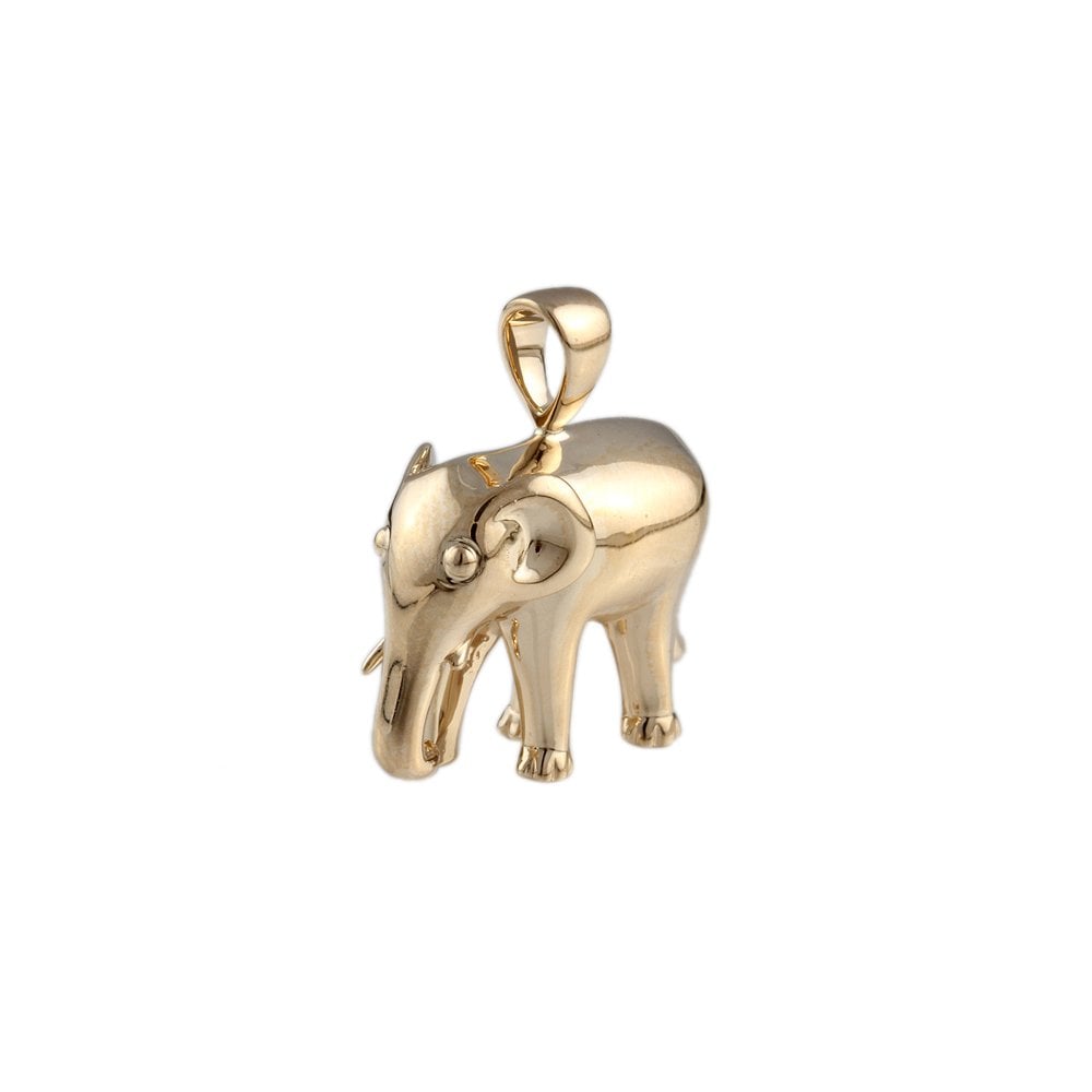 9ct Yellow Gold Solid Elephant Pendant