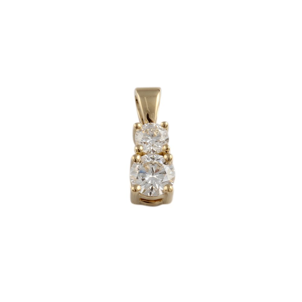9ct Yellow Gold 0.60ct Round Brilliant Cut Diamonds Two Stone Pendant