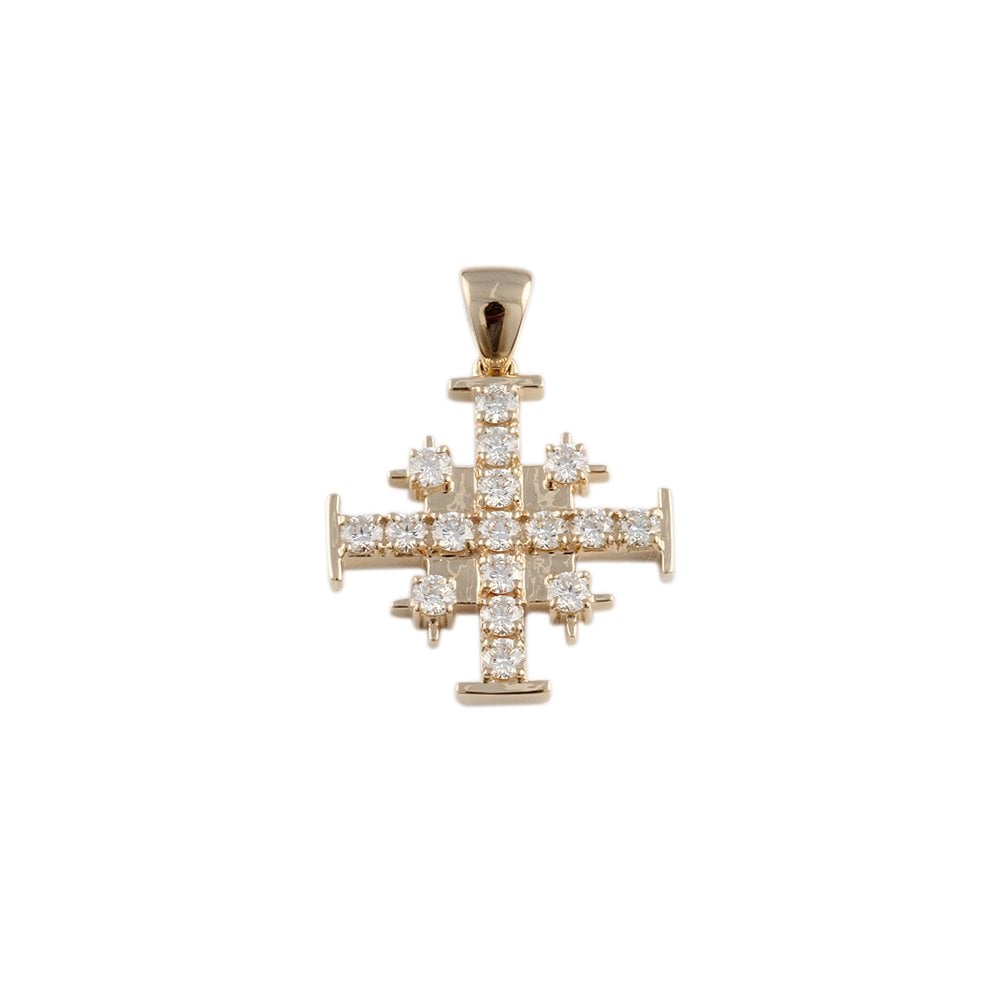 9ct Yellow Gold 1.05ct Round Brilliant Cut Diamonds Cross Pendant