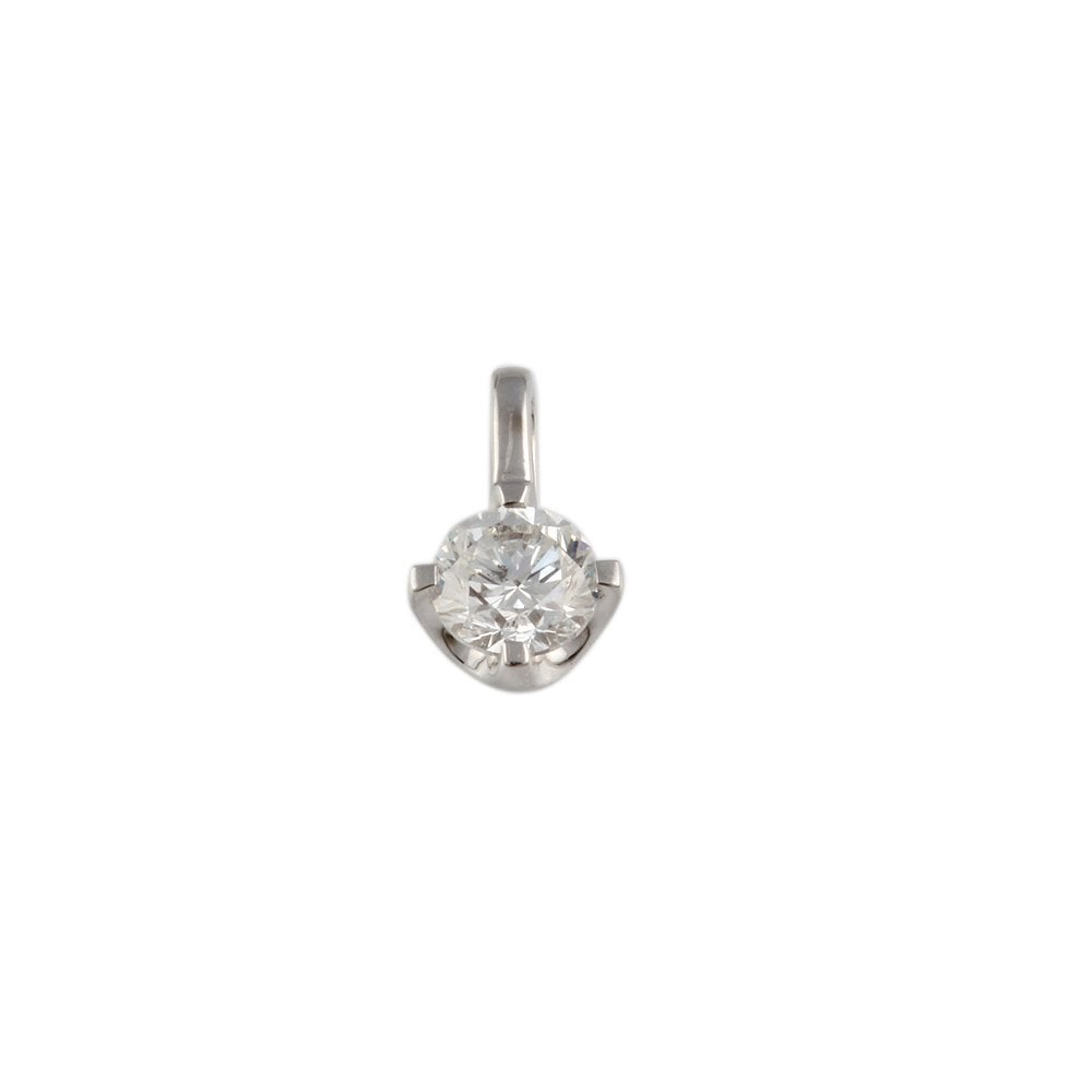 9ct White Gold 0.36ct Round Brilliant Cut Diamond Solitaire Pendant