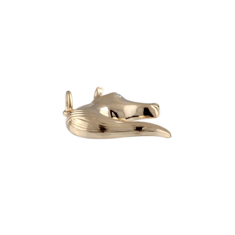9ct Yellow Gold  Diamond Solitaire Seahorse Pendant 0.01ct