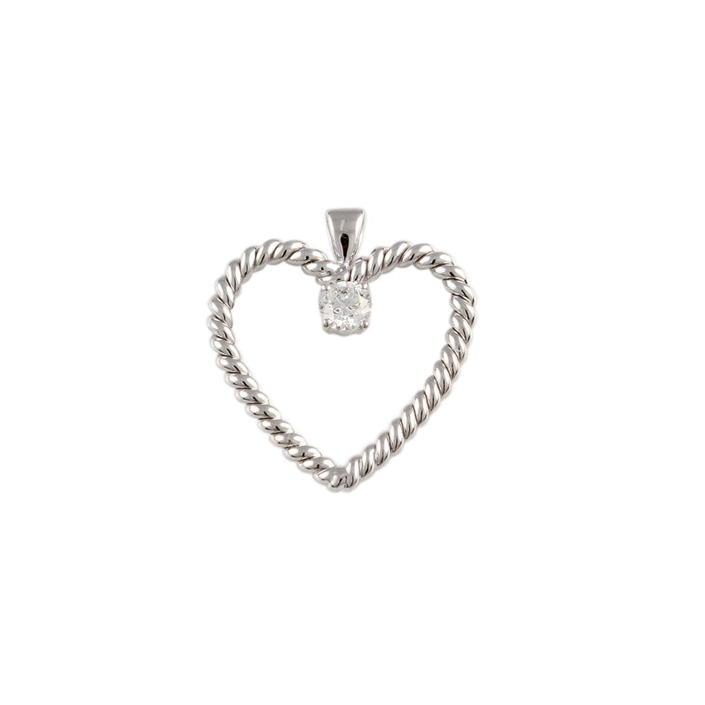 9ct White Gold 0.50ct Round Brilliant Cut Diamond Solitaire Heart Pendant