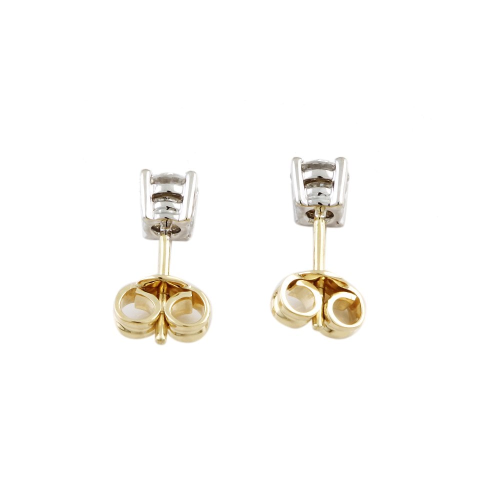 9ct Yellow White Gold 0.71ct Round Brilliant Cut Diamonds Solitaire Earrings