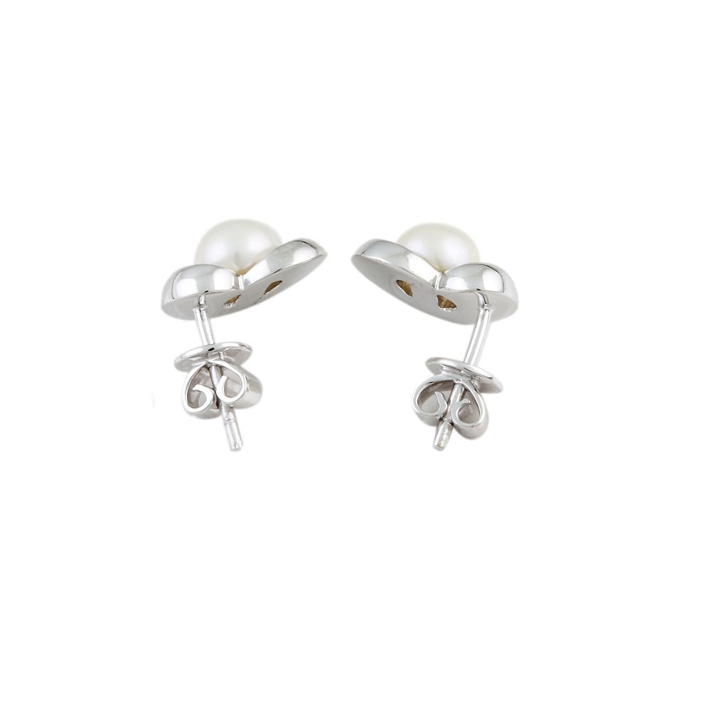 9ct White Gold 3mm Round Pearl Single Stone Stud Earrings
