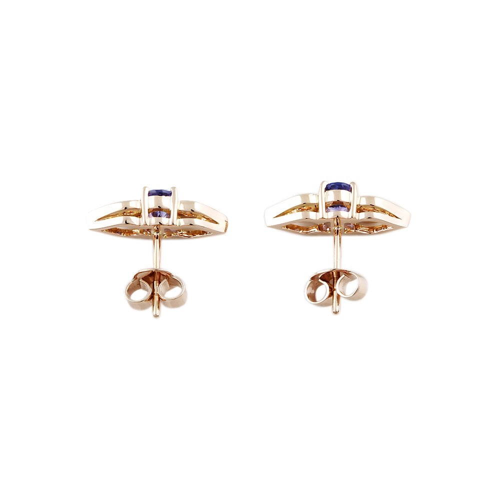 9ct Rose Gold 1.20ct Oval Tanzanite Single Stone Stud Earrings