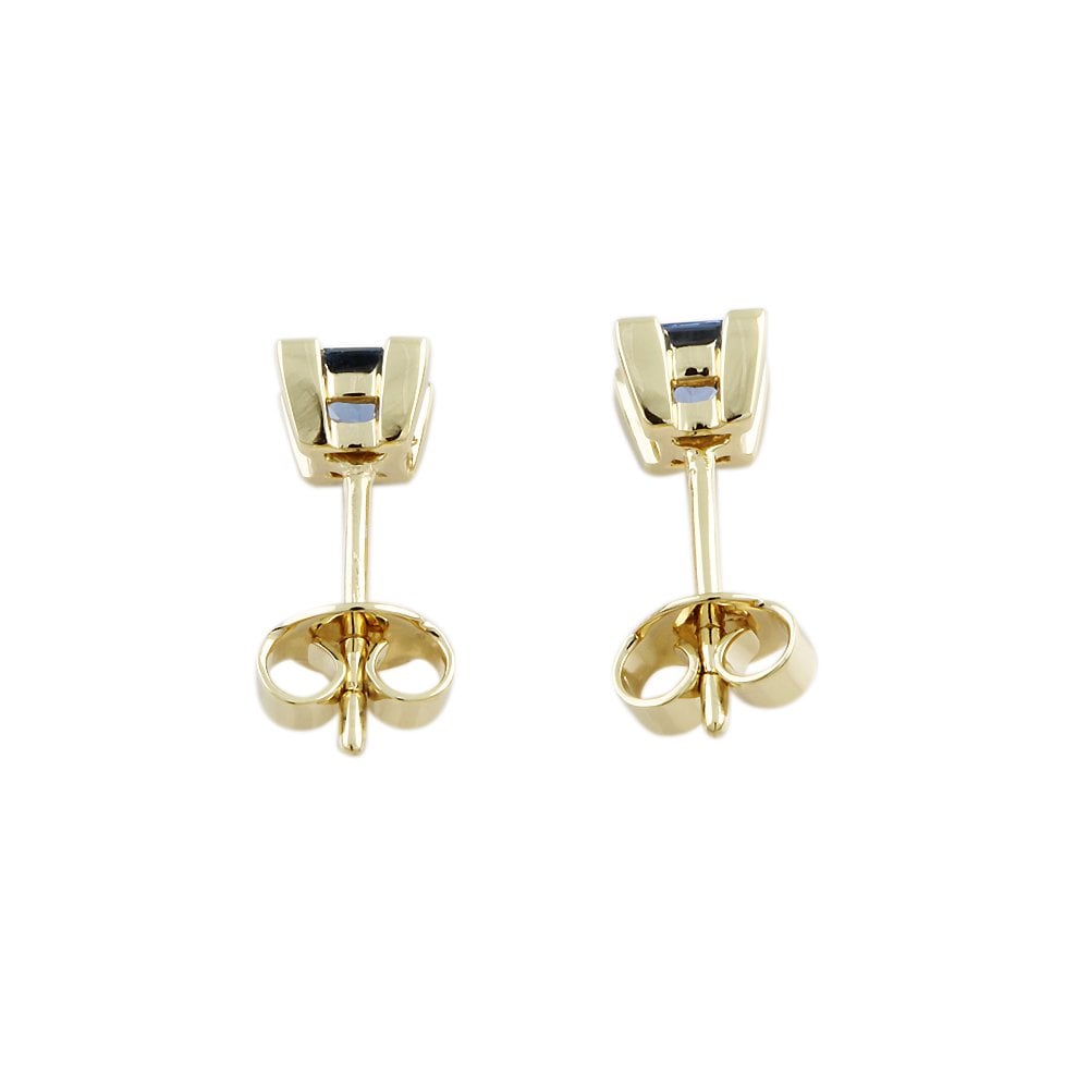 9ct Yellow Gold 1.15ct Square Blue Sapphire Single Stone Stud Earrings