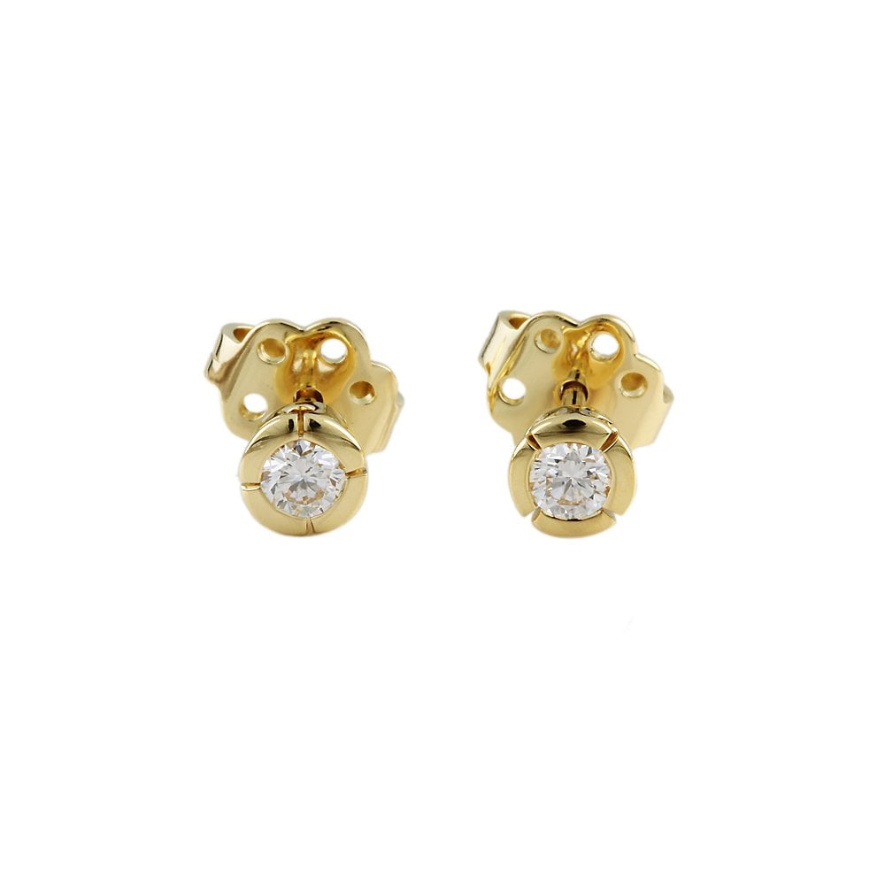 9ct Yellow Gold 0.37ct Round Brilliant Cut Diamonds Solitaire Earrings