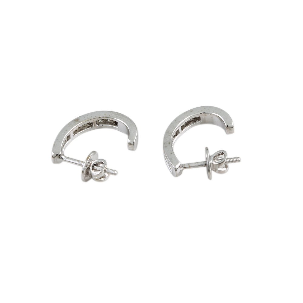 9ct White Gold 0.80ct Princess Cut Diamond Half Hoop Earrings