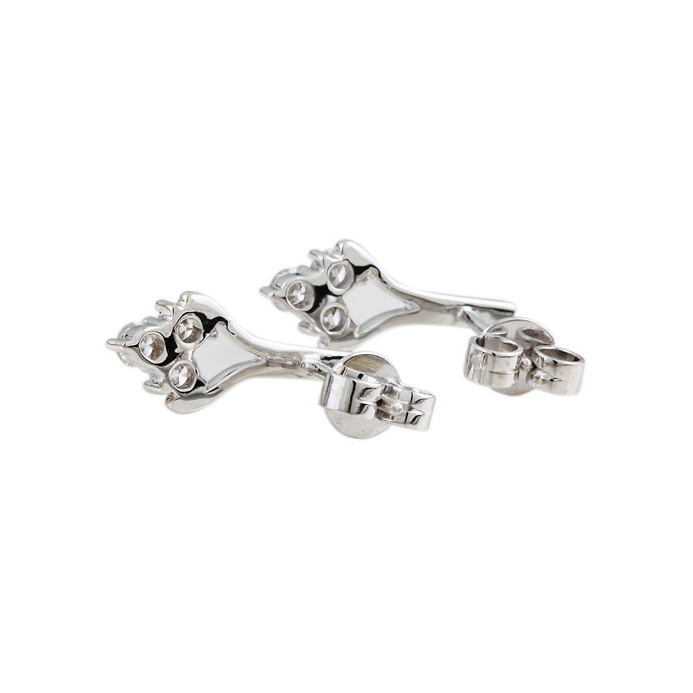 9ct White Gold 0.50ct Round Brilliant Cut Diamond Three Stone Drop Earrings