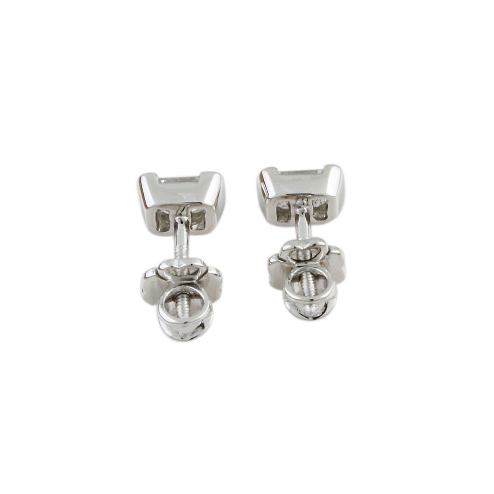 9ct White Gold 0.52ct Emerald Shaped Diamond Solitaire Stud Earrings