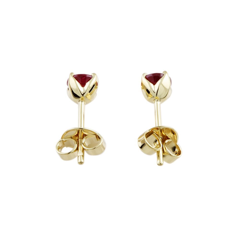 9ct Yellow Gold 1.37ct Round Ruby Single Stone Stud Earrings