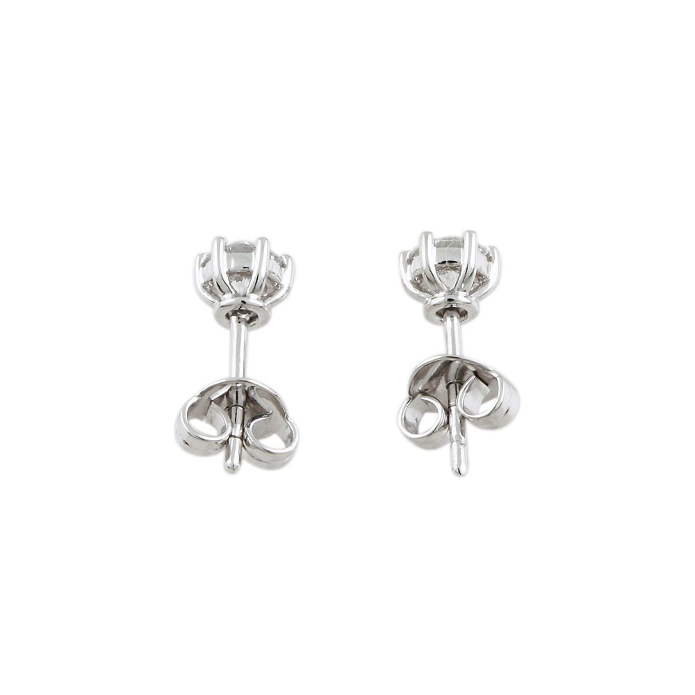 9ct White Gold 0.63ct Round Brilliant Cut Diamond Solitaire Stud Earrings