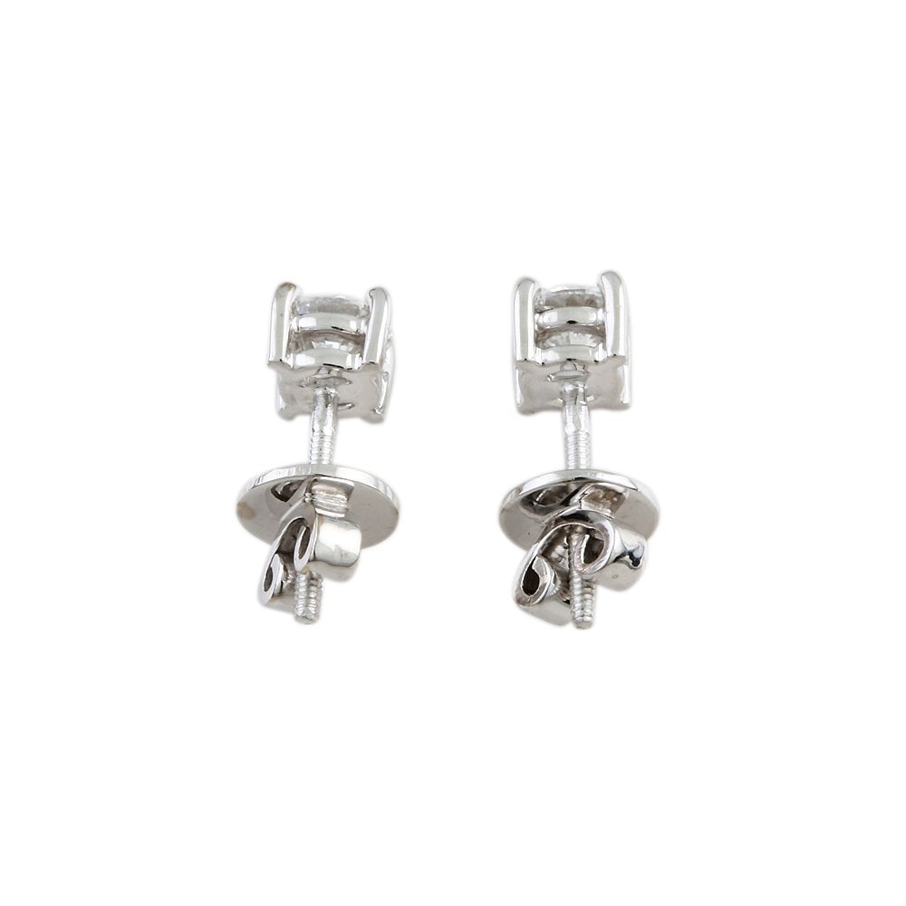 9ct White Gold 0.82ct Round Brilliant Cut Diamond Solitaire Stud Earrings