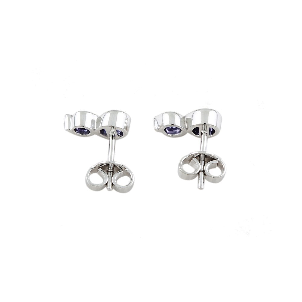 9ct White Gold 0.85ct Round Tanzanite Two Stone Drop Earrings